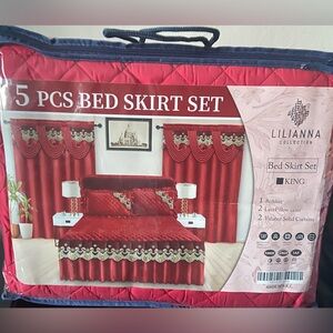 Lilianna Collections Red Bed Skirt Set - 5 Piece King